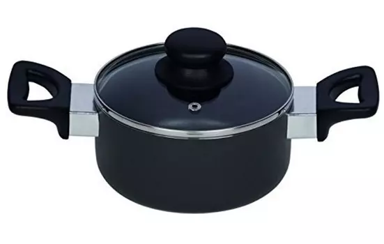 Алюминиевая кастрюля для мяса Reventon Riess со стеклянной крышкой, индукционная 20