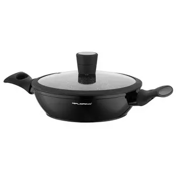 Алюминиевая кастрюля FLORINA (2,5 л) 24 см I Кастрюля MAGNUM с крышкой из силиконового стекла I Антипригарное покрытие I Низкая кастрюля с мягкими ручками I Кастрюля для макарон Суповая кастрюля I Для всех типов плит и индукционных плит