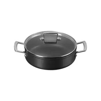 Алюминиевая сковорода Le Creuset с антипригарным покрытием и стеклянной крышкой, черный