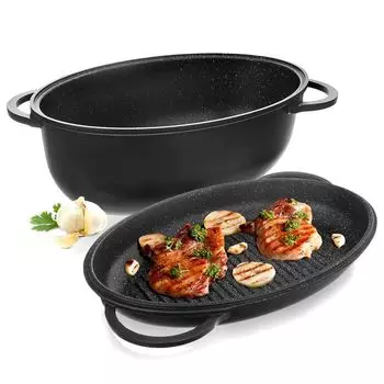 Алюминиевая запеканка для запекания гуся с индукционной крышкой 43 x 30 см Orion