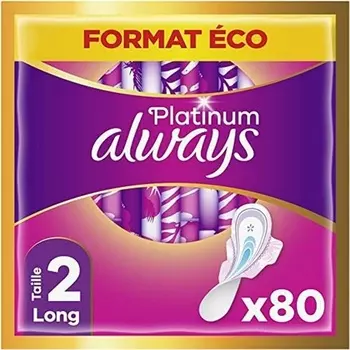Always Platinum Damenbinden with Wings Long Plus Size 2 Medium Flow Eco-Format 80 шт. в индивидуальной упаковке