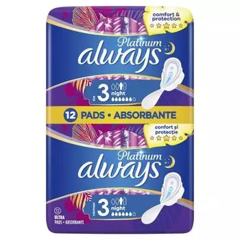 Always Platinum Ultra Night гигиенические салфетки, 12 шт.