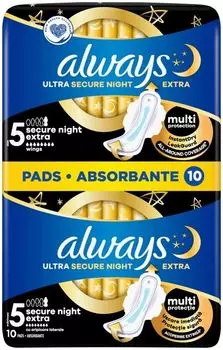 Always Ultra Super Night Light гигиенические салфетки, 10 шт.