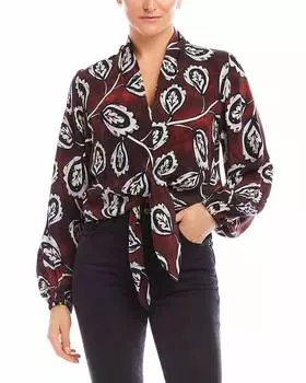 Алый топ с длинными рукавами и завязкой спереди с цветочным принтом Fifteen Twenty, цвет floral print