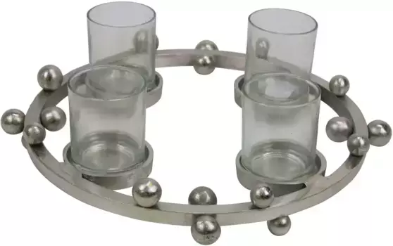 AM Design Адвентский подсвечник "Рождественские украшения", (1 шт.), декорированный серебряными шариками, 40 см 12,00 см, цвет silberfarben