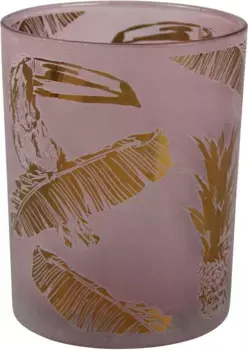 AM Design фонарь "NATURE", (1 шт.), с мотивом, стекло 12,5 см, розовый/золотой