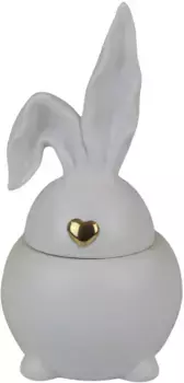 AM Design Пасхальная фигурка "Пасхальный кролик", шкатулка "Зайчик" из фарфора, высота ок. 23 см, весеннее украшение ", декоративная фигурка, Пасха, Пасхальное украшение" 12х23х12,5 см, белый