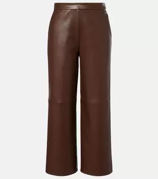 Амати укороченные брюки-клеш из искусственной кожи S Max Mara, Visone 2