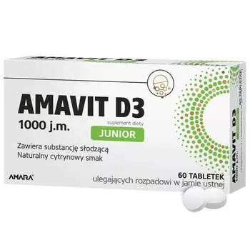 Amavit Д3 Юниор, 1000 МЕ, Добавка , 60 таблеток ODT
