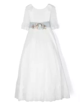 Amaya платье с пышной юбкой и цветочной аппликацией, белый
