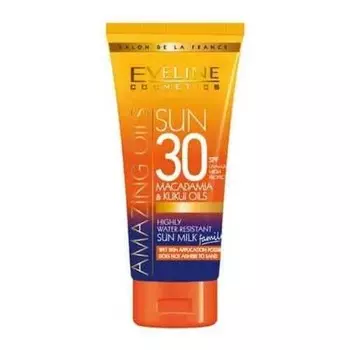 Amazing Oils Sun Milk Spf30 200 мл водостойкая с макадамией, Eveline Cosmetics