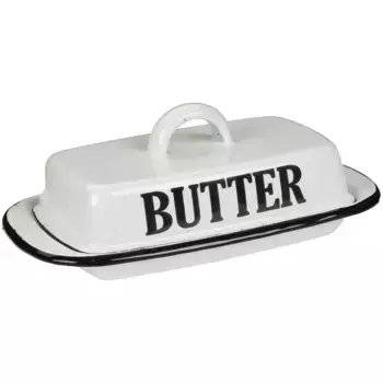 Ambiente Haus Жестяная банка «Эмалированная масленка цвета Antique White», (1 шт.), белый