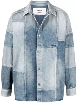 AMBUSH джинсовая куртка-рубашка в технике пэчворк, синий