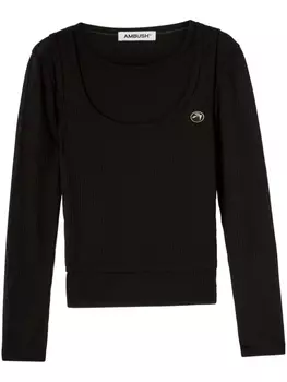 AMBUSH многослойный топ в рубчик, черный