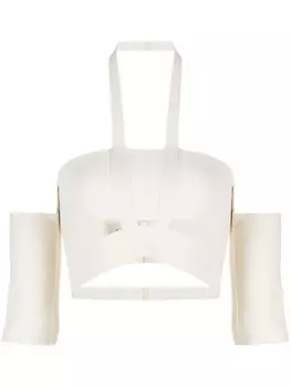 AMBUSH трикотажный топ Tofu с открытыми плечами, нейтральный цвет