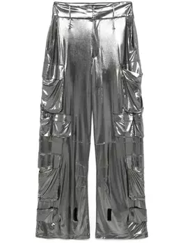 Amen брюки карго из ткани ламе, серый