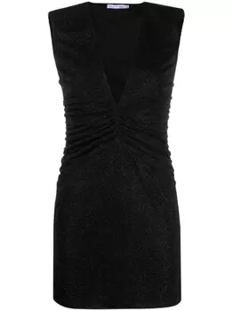 Amen платье мини со сборками и эффектом металлик, черный