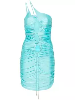 Amen присборенное платье мини на одно плечо, синий