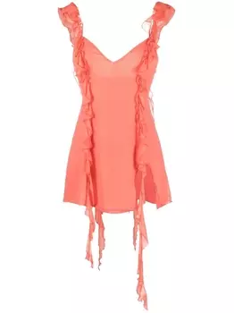 Amen шелковое платье мини с оборками, оранжевый