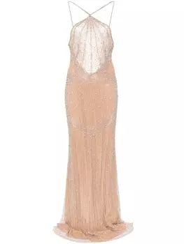 Amen вечернее платье с кристаллами, нейтральный цвет