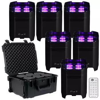 American DJ Element HEX Wireless DMX LED Pars с питанием от батареи (6 шт.) + чехол American DJ Element HEX Wireless DMX Battery Powered LED Pars (6 Pack) + Case