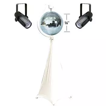 American DJ M-1616 16-дюймовый стеклянный зеркальный шар с подставкой, мотором, сеткой и точечными точками American DJ M-1616 16" Glass Mirror Ball Kit w Stand, Motor, Scrim &amp; Pinspots