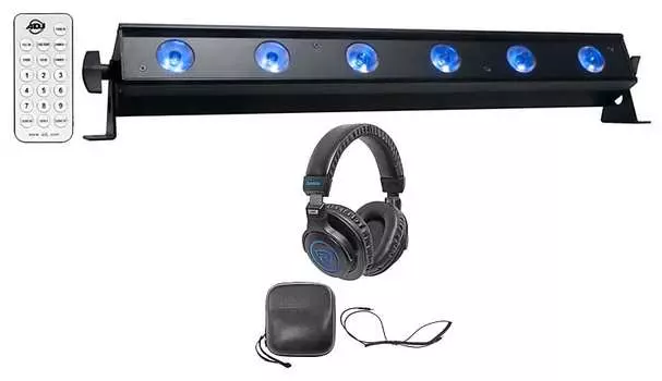 Американский диджей ADJ UB 6H 22,5 "RGBAW + UV LED DMX Wash Light Bar + наушники American DJ UB 6H+DJ1500