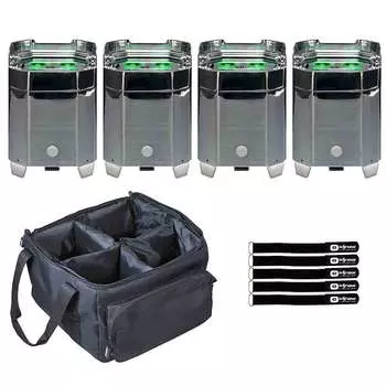 Американский диджей ELEMENTHEXIP-CHROME Wireless Pars 4-Pack с сумкой Utility American DJ American DJ ELEMENTHEXIP-CHROME Wireless Pars 4-Pack with Utility Bag