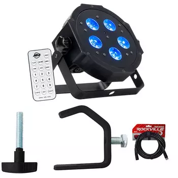 Американский DJ ADJ MEGA HEX PAR Can RGBWA+UV Slim LED Wash Light+Remote+Cable+Clamp American DJ MEGA HEX PAR+LC70+RDX3M25