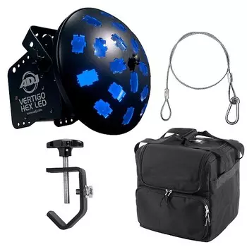 Американский DJ Vertigo HEX светодиодный световой эффект + предохранительный трос + зажим + чехол в комплекте American DJ American DJ Vertigo HEX LED Effect Light + Safety Cable + Clamp + Case Bundle