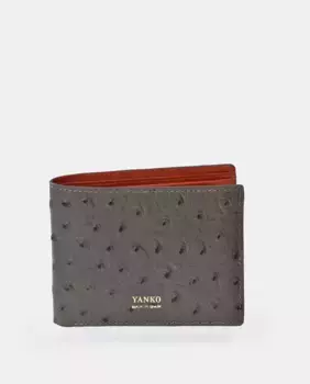 Американский джентльменский кошелек с кошельком из кожи, похожей на страусиную Yanko, цвет Topo