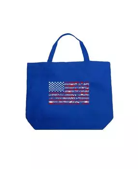 Американский флаг фейерверка — большая сумка-тоут Word Art LA Pop Art