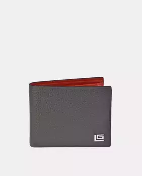 Американский мужской кошелек Guy Laroche с внутренним кошельком для монет из серой/красной кожи, серый