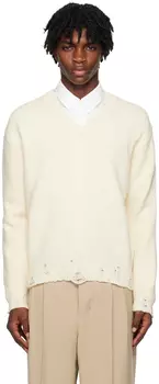 AMI Alexandre Mattiussi Белоснежный свитер с вырезами