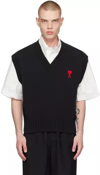 AMI Alexandre Mattiussi Черный жилет Ami de C?ur