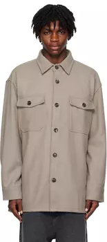 AMI Alexandre Mattiussi Серо-коричневая рубашка с карманами