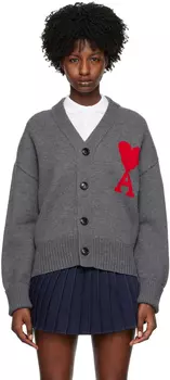 AMI Alexandre Mattiussi Серый кардиган Ami de C?ur