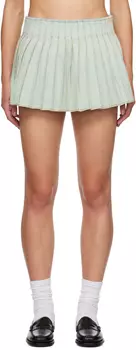 AMI Alexandre Mattiussi Синяя джинсовая мини-юбка со складками