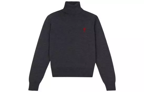 Ami Ami De Coeur Вязаный джемпер с высоким воротником AMIPARIS, Smoke Gray