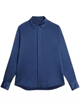 AMI Paris атласная рубашка с длинными рукавами, синий
