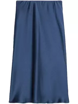 AMI Paris атласная юбка с завышенной талией, синий