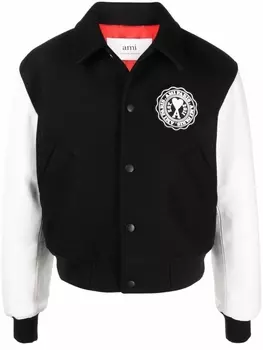 AMI Paris бомбер с монограммой Ami de Coeur, черный