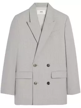 AMI Paris двубортный пиджак из вирджинской шерсти, серый