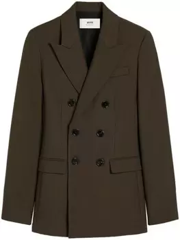 AMI Paris двубортный пиджак на пуговицах, коричневый