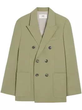 AMI Paris двубортный пиджак с заостренными лацканами, зеленый