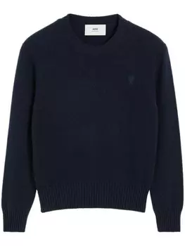 AMI Paris джемпер из смеси шерсти и кашемира с монограммой Ami De Coeur, синий