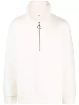 AMI Paris джемпер на молнии с воротником-стойкой, белый