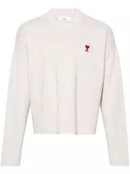 AMI Paris джемпер с монограммой Ami De Coeur, серый