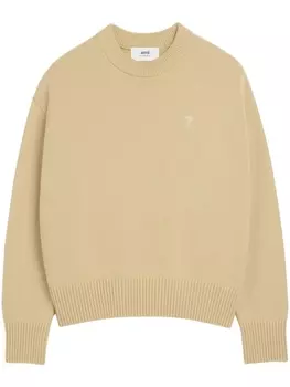 AMI Paris джемпер с монограммой Ami De Coeur, нейтральный цвет