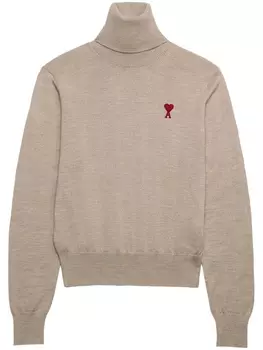 AMI Paris джемпер с монограммой Ami de Coeur, нейтральный цвет